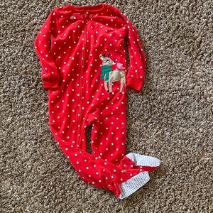 Carter's Red Polka Dot Reindeer Footie
